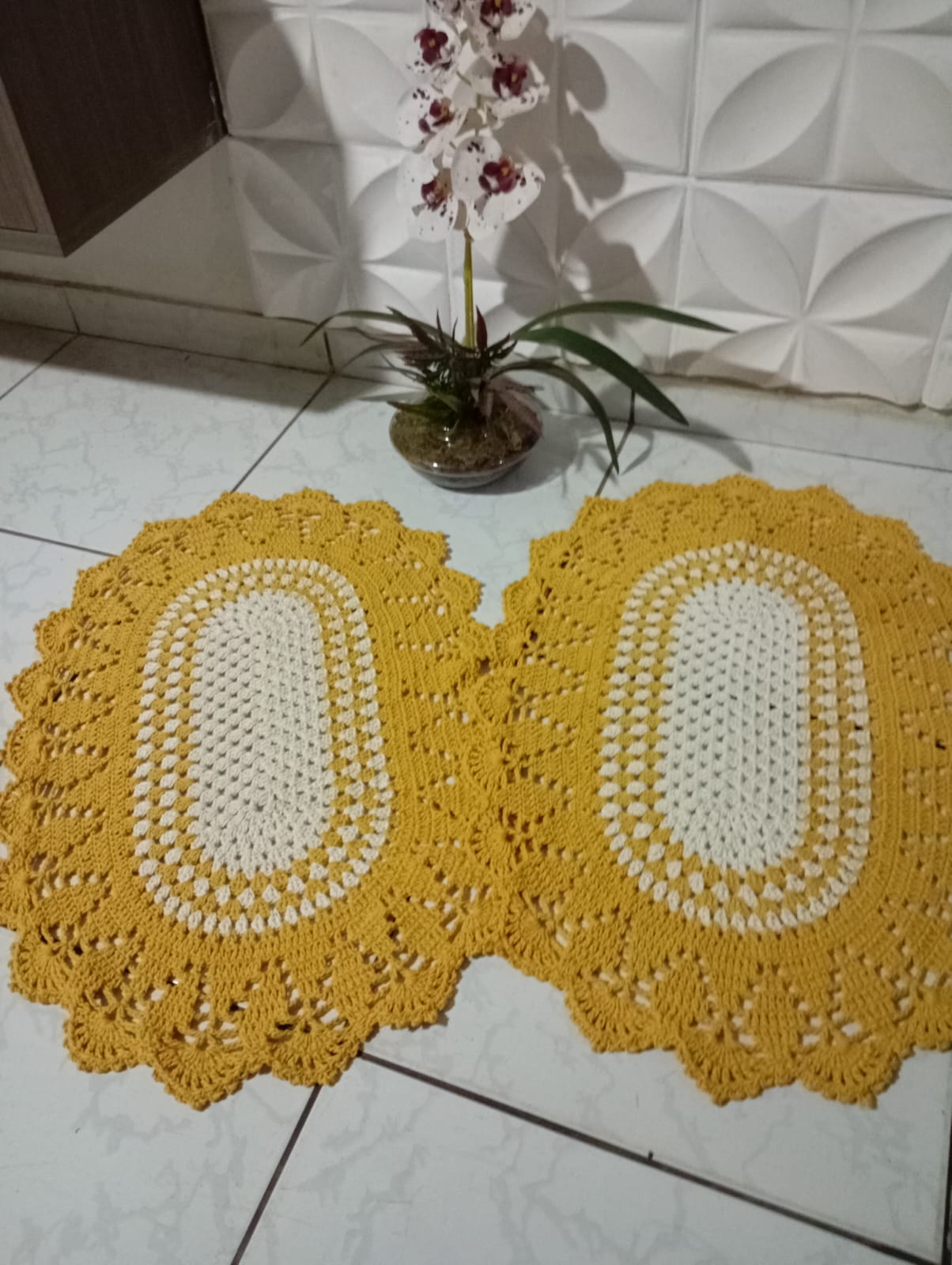 Par de Tapete artesanal em crochê - Imagem 1