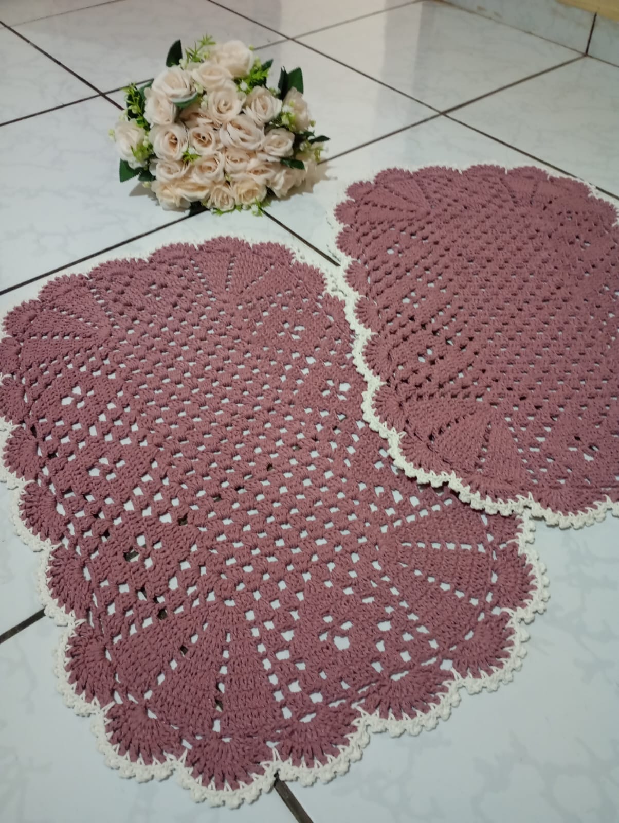 Par de tapete de crochê retangular - Imagem 3