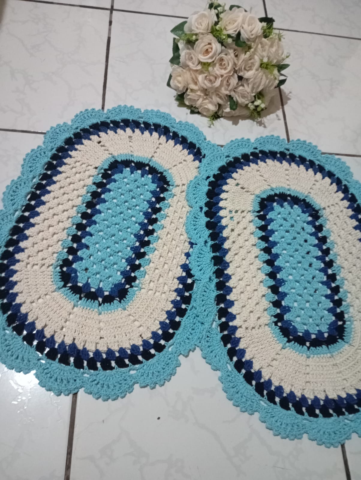 Par de Tapete artesanal em crochê - Imagem 3