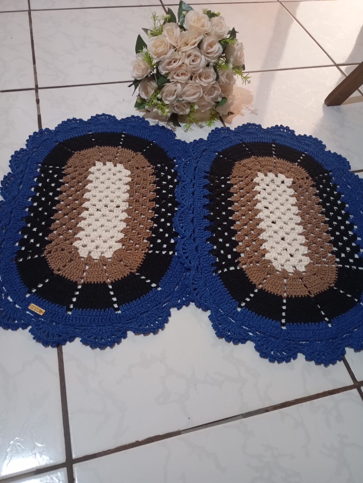 Par de Tapete artesanal em crochê - Imagem 1